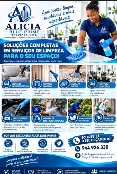 Alicia Blue — flyer de serviços de limpeza
